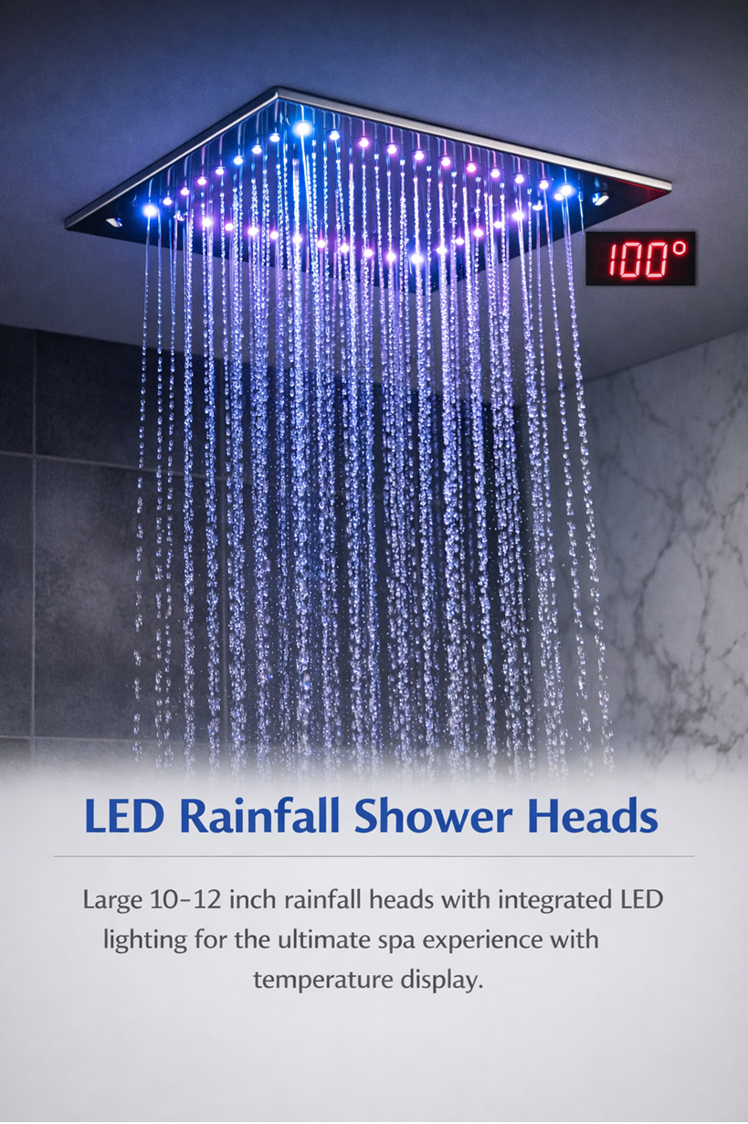 LED Rainfall Shower Head with multi-color display